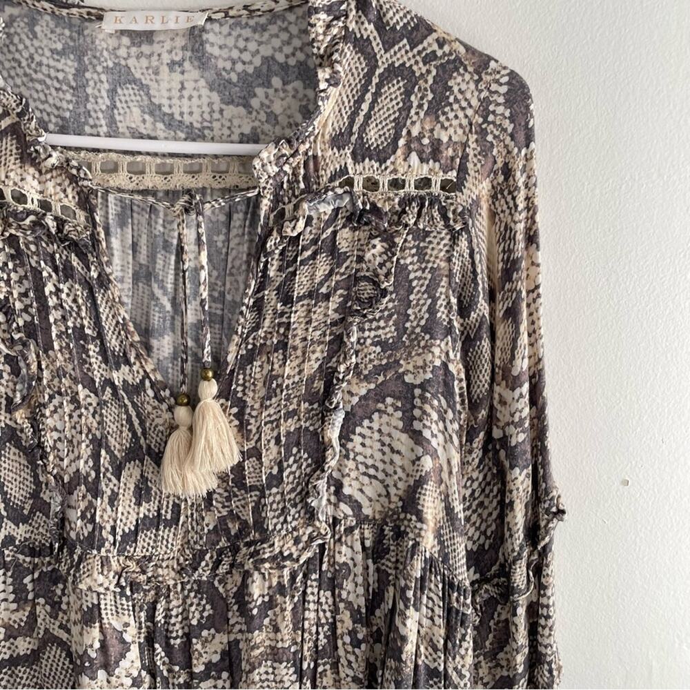 Karlie Python Snap Tassel Tie Pleated Lightweight… - image 3